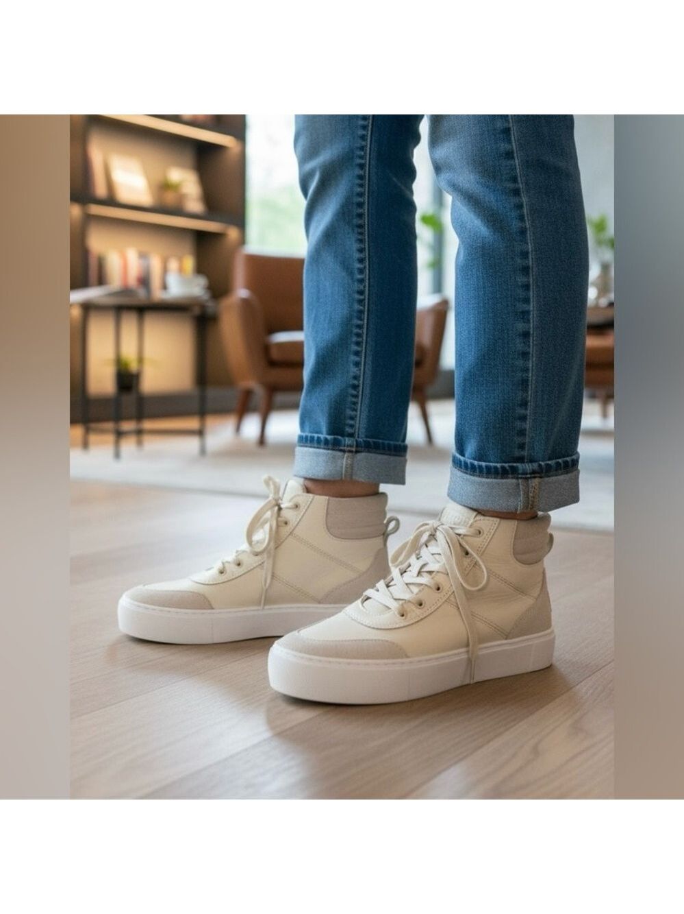 UGG W Zilo High II Women’s Suede High Top Sneakers Boots – White, Size 6.5, NIB - Picture 2 of 11